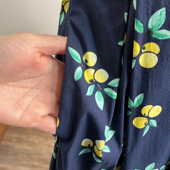 Charter Club Women's Blue Shirt Dress Size 6 Lemon Novelty Print Rockabilly - Picture 6 of 15